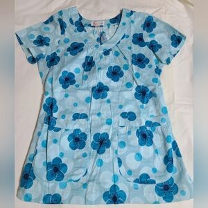 Blue Floral Scrub Top